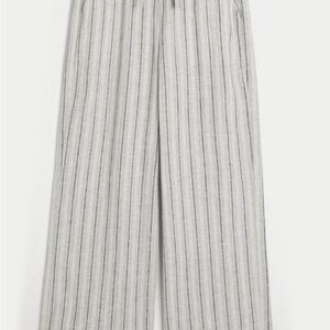 Hollister Striped Wide-Leg Pants Grey/Green Size Large